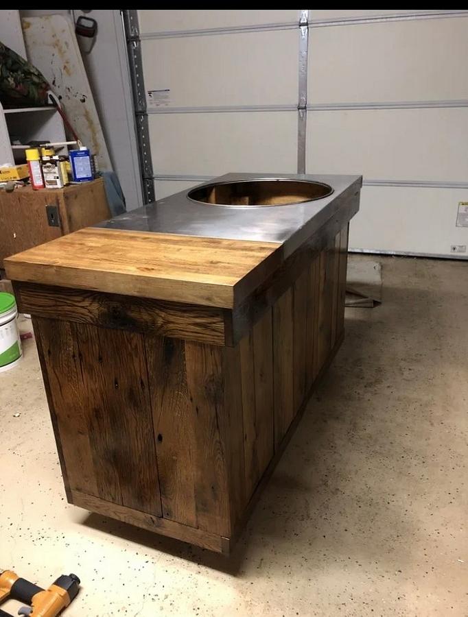 Big Green Egg Barn Board Table