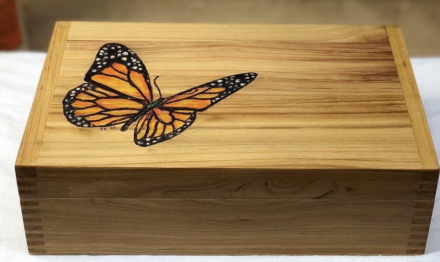 Eyeglass Storage - colored pyrography 