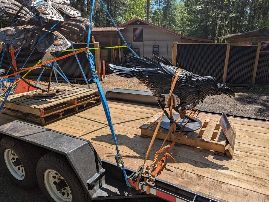 New sculpture and road trip to deliver/pick up sculptures from a couple of cities. 