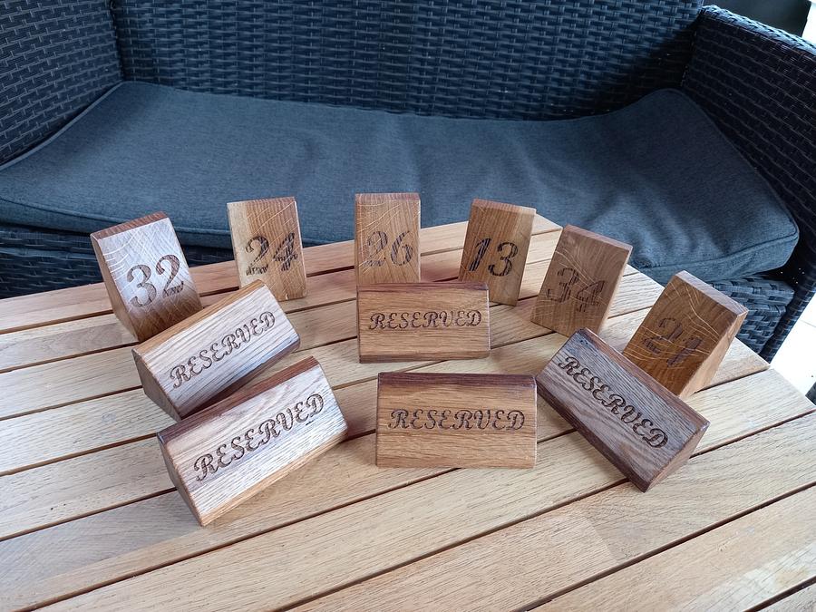 WOODEN RESTAURANT TABLE SIGNS/NUMBERS