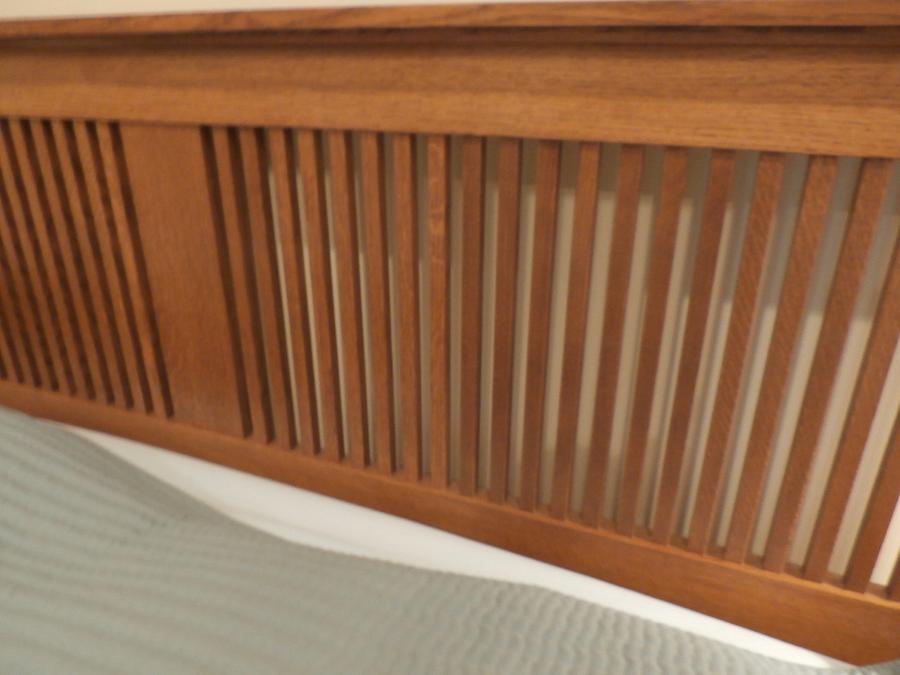 Bed, night tables, lamp.   Arts and Crafts Heirloom Style