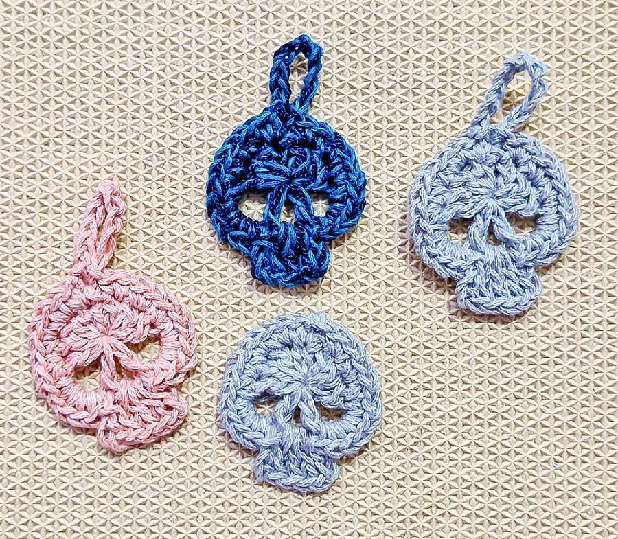 Quick and Easy Halloween Crochet Skull Charms 