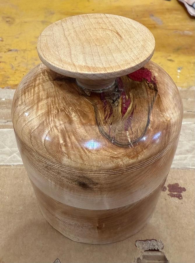 Rock maple lidded bowl