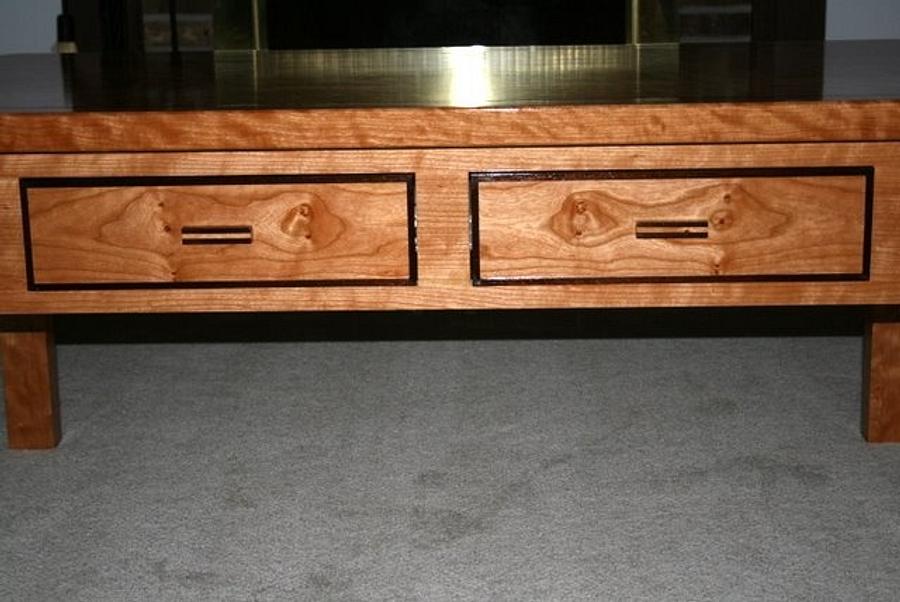 Curly Cherry Coffee Table with Peruvian Walnut Detail