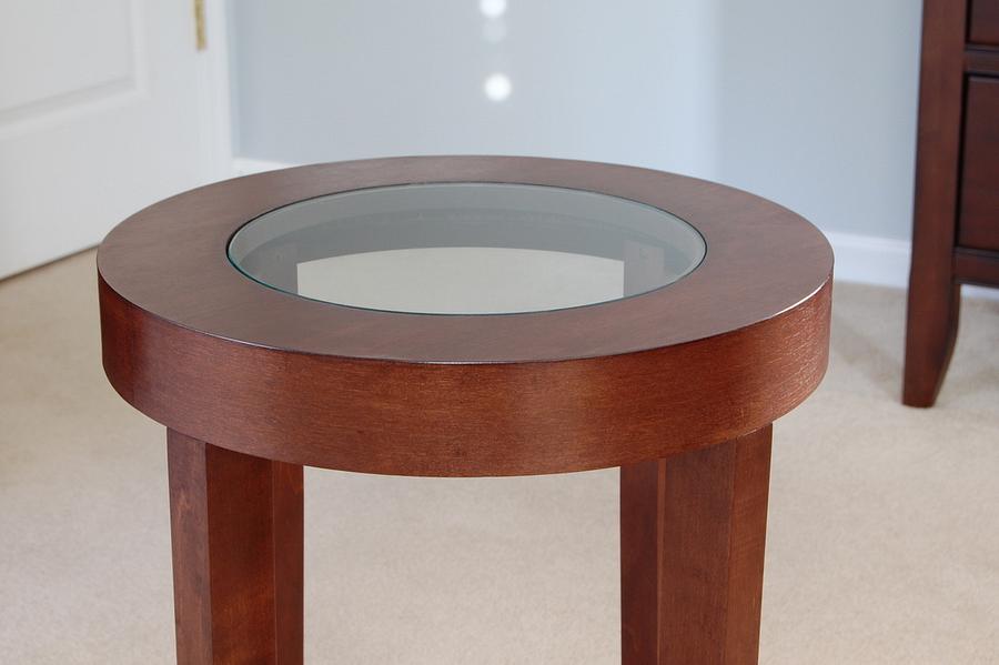 Round Glass-topped Side Table