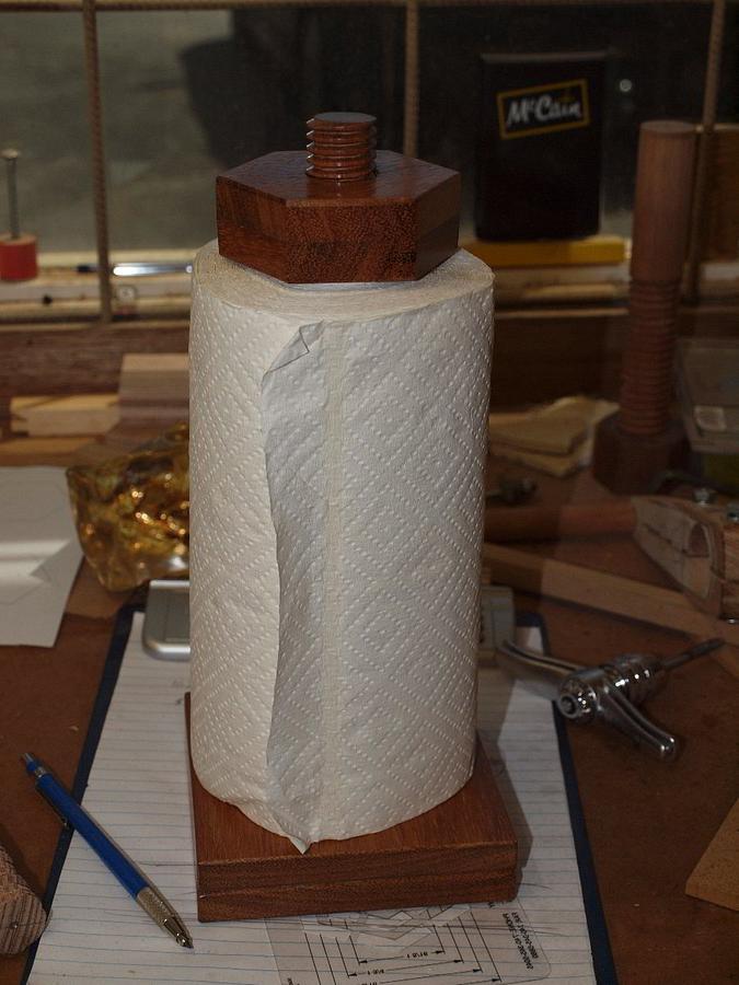 Vertical Paper Towel Holder (wooden threads).