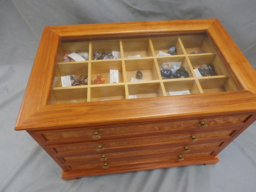 Rock and sea shell display cabinet