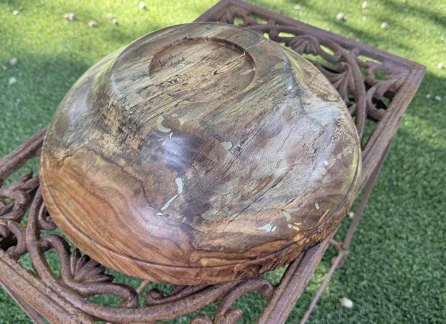 Live Oak Bowl with Brass Inlay.