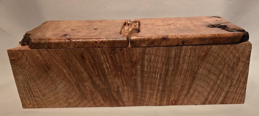 Maple wood burl divided keepsake box