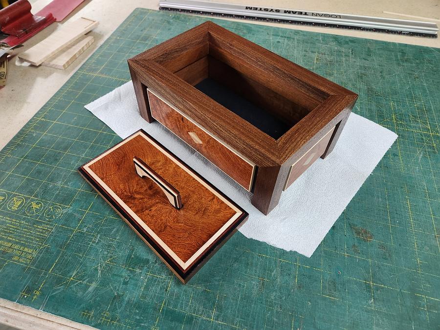 Box, ambonia burl focus