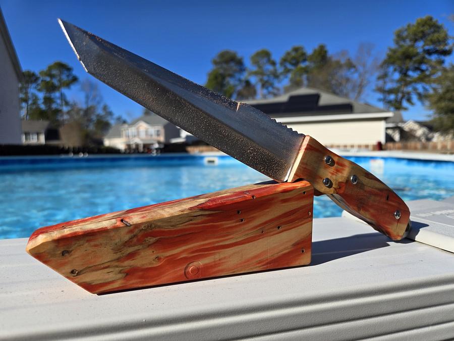 Wooden Knife scales with matching sheath