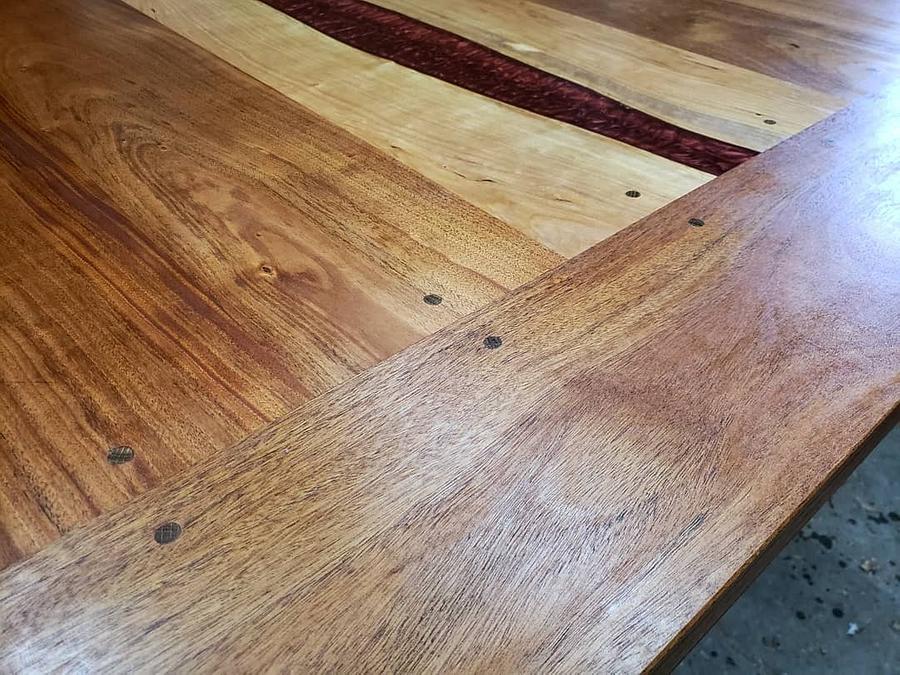 Draw-bore mortise and tenon river table