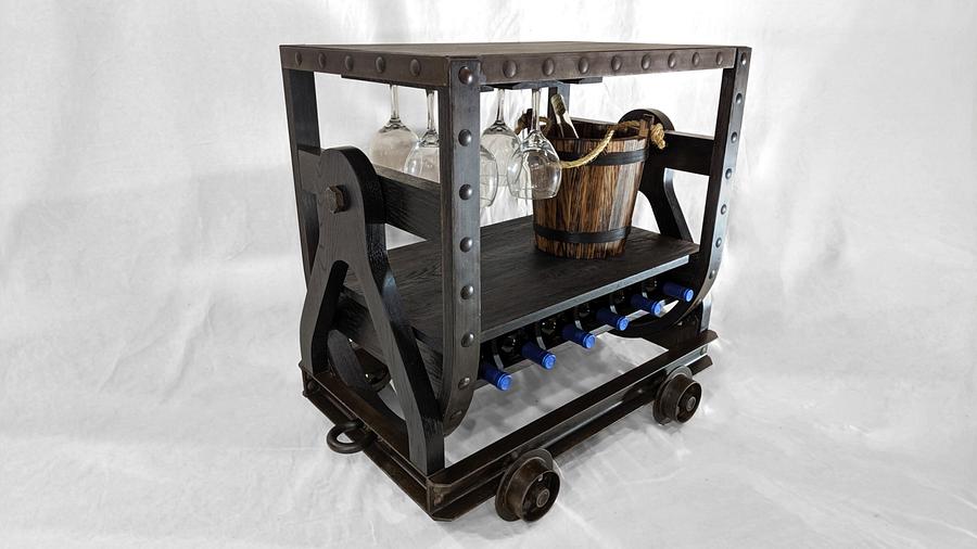 Miners Bar Cart and Wine Rack