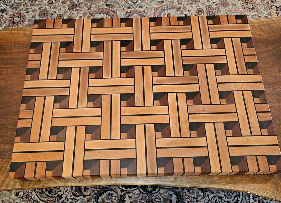 3D end grain cutting board "weave pattern"