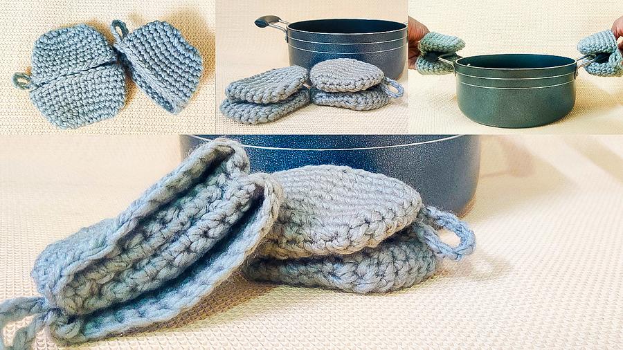 Crochet Potholder Pinch Mitts 