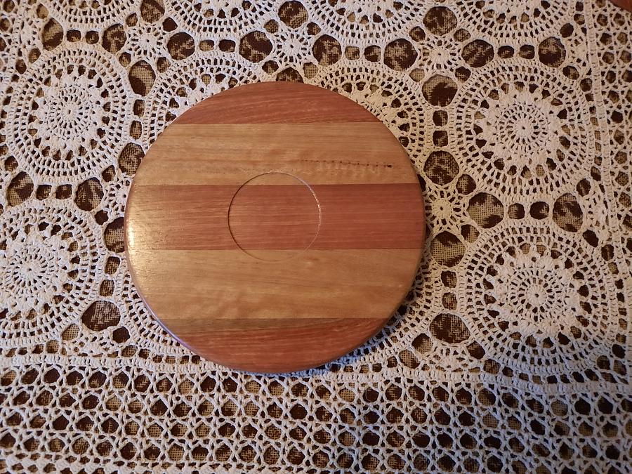 PLATTER MADE FROM STRIPS OF VERY OLD HARD WOOD