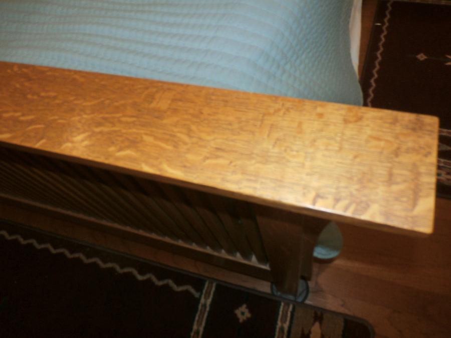 Bed, night tables, lamp.   Arts and Crafts Heirloom Style