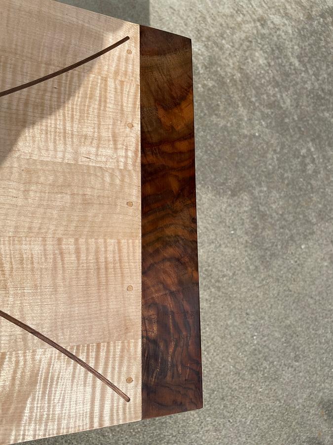 Side Table in Walnut and Curly Maple