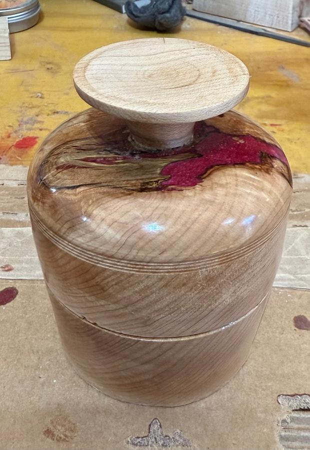 Rock maple lidded bowl