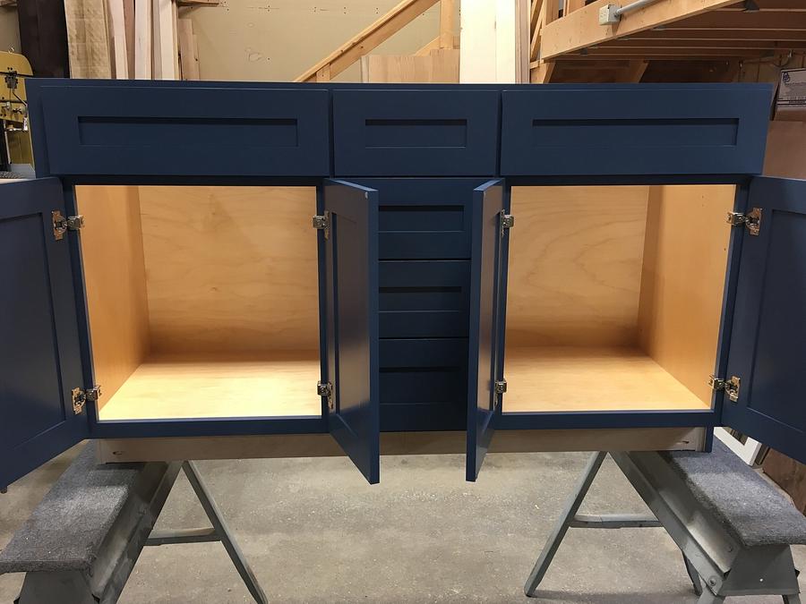 Blue Lacquer vanity cabinet