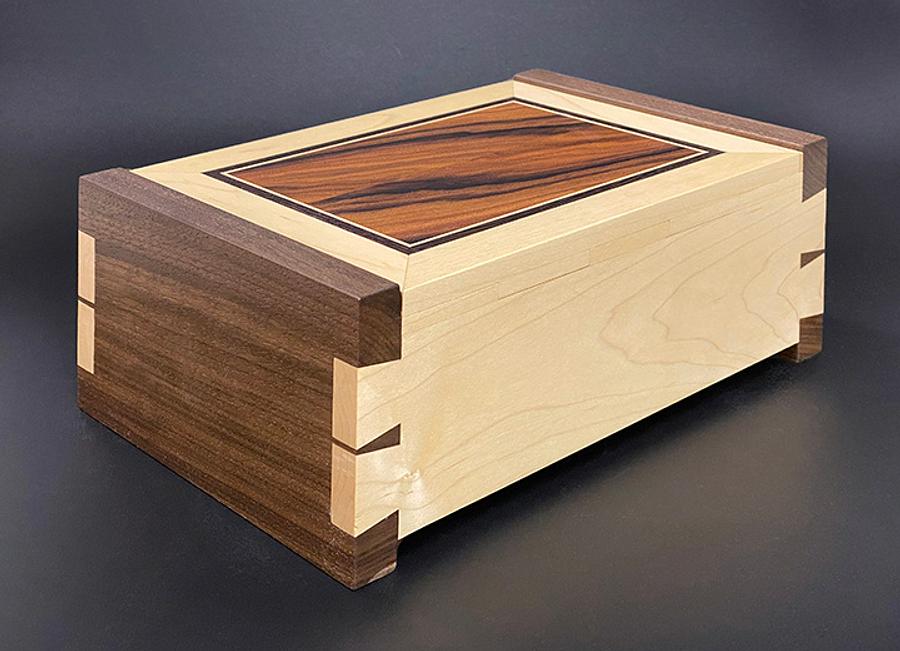 Jewelry Box with hand cut dovetails and wood hinge