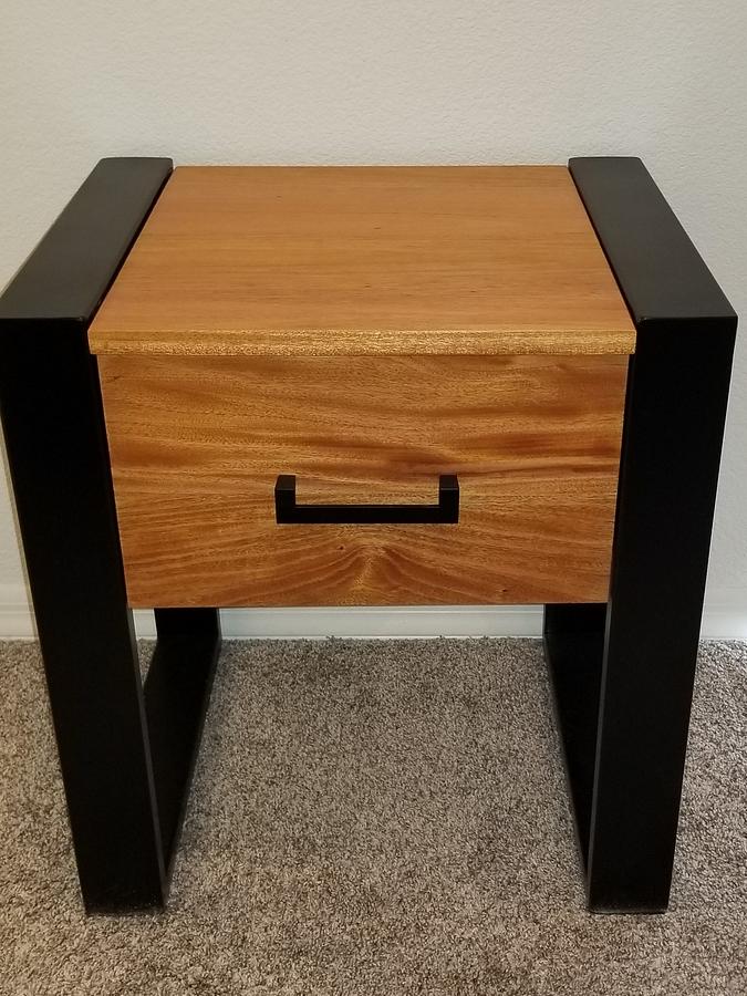 Mahogany and steel nightstands