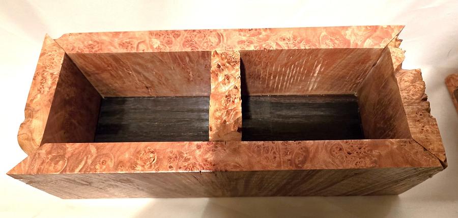 Maple wood burl divided keepsake box