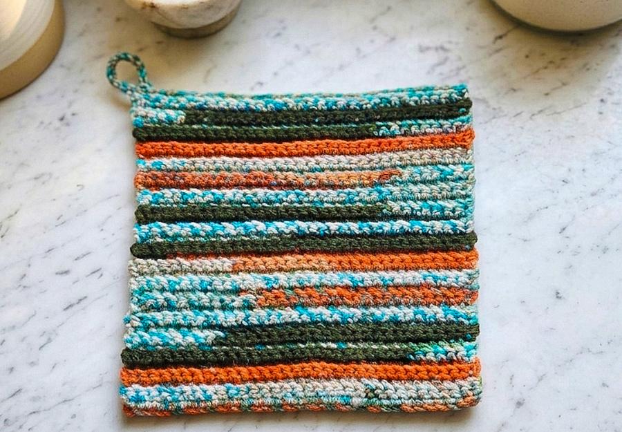 The Harvest Stripe Crochet Potholder