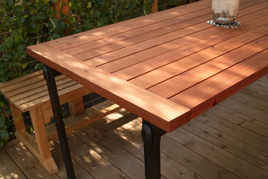 Redwood Patio Table with Solid Steel Base (2011)