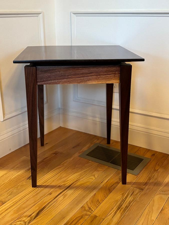 Floating top walnut end tables