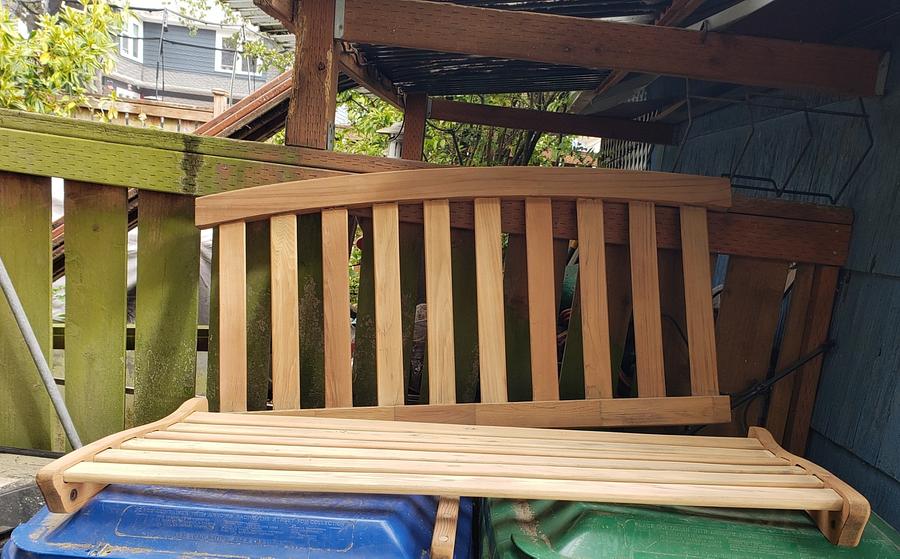 Restored a teak garden bench with reclaimed teak.