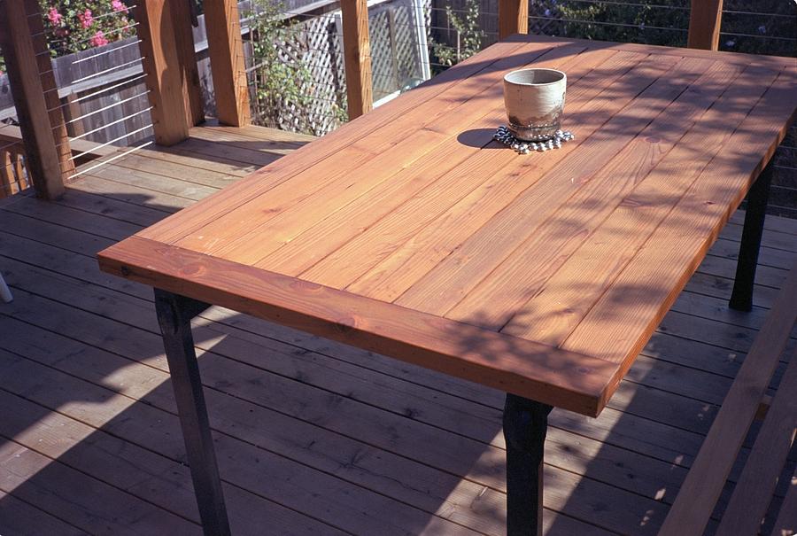 Redwood Patio Table with Solid Steel Base (2011)