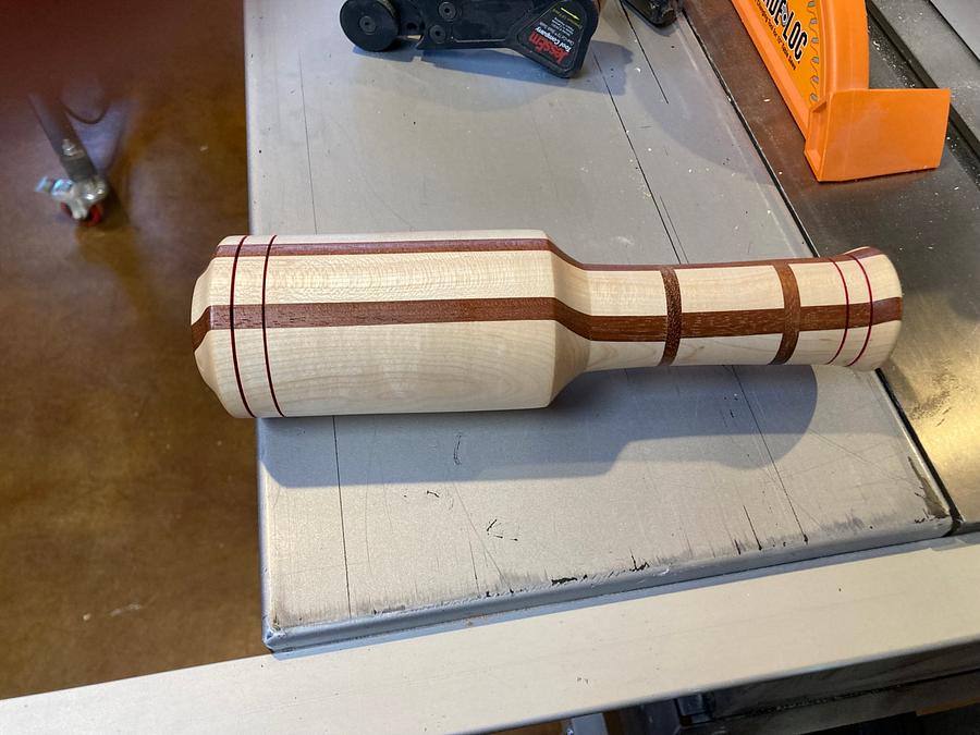 Practice lathe results in new chisel mallet. 