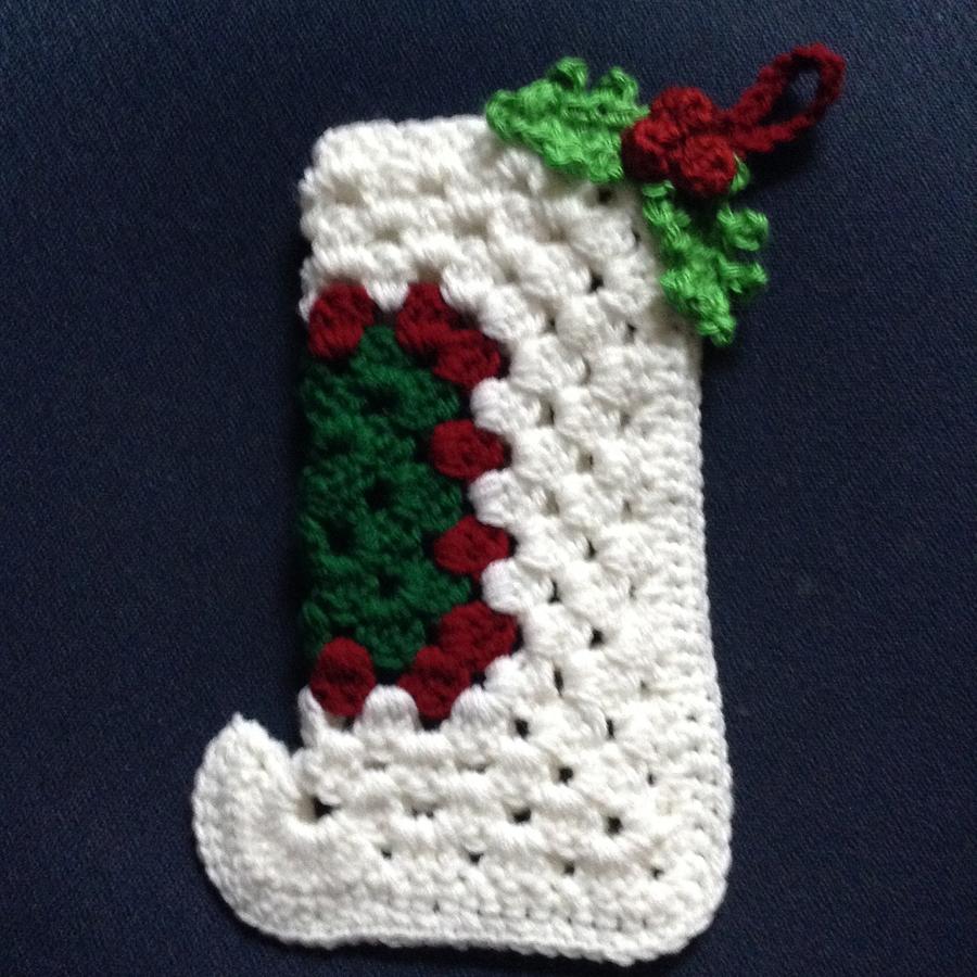 Christmas Stocking with holly motif