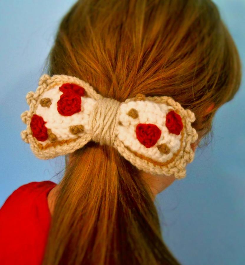 Pizza Bow Hair Tie