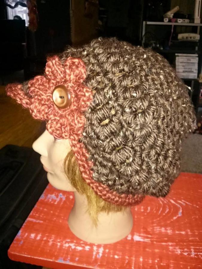 Freestyle brown and rust slouchy newsboy hat