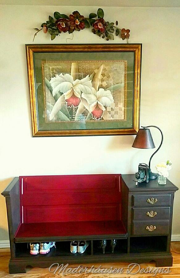 Entryway bench from dresser