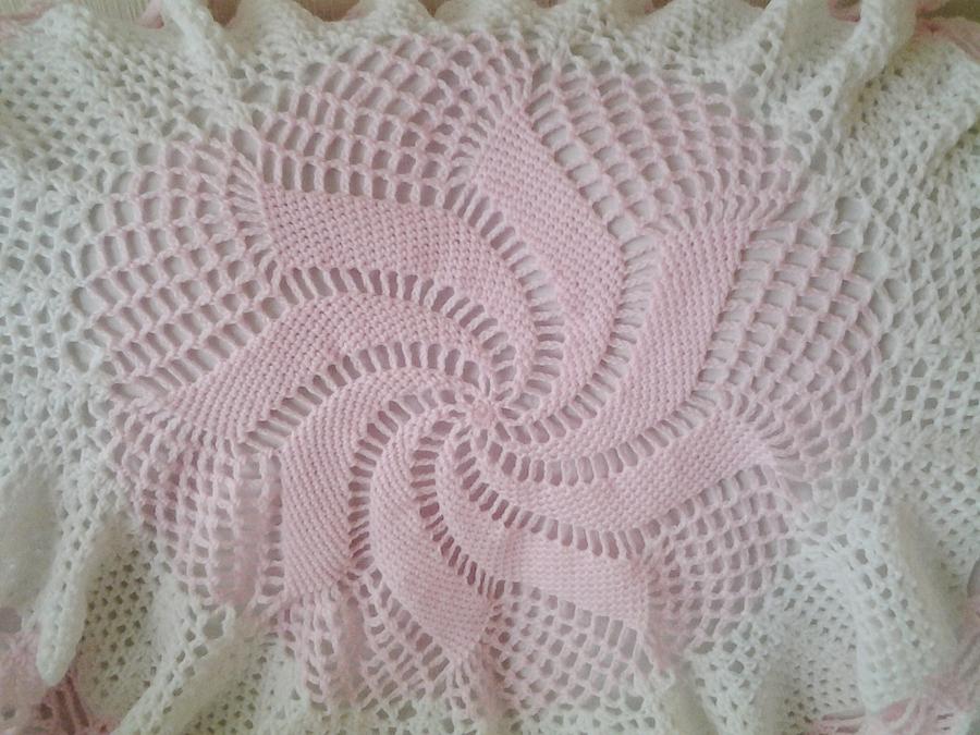 Pink and white windmill shawl