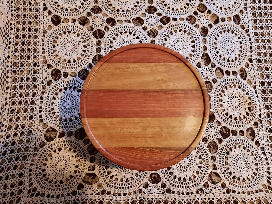 PLATTER MADE FROM STRIPS OF VERY OLD HARD WOOD