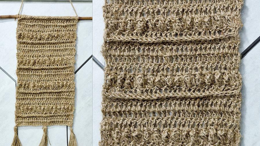 Simple Country Side Crochet Jute Wall Hanging 