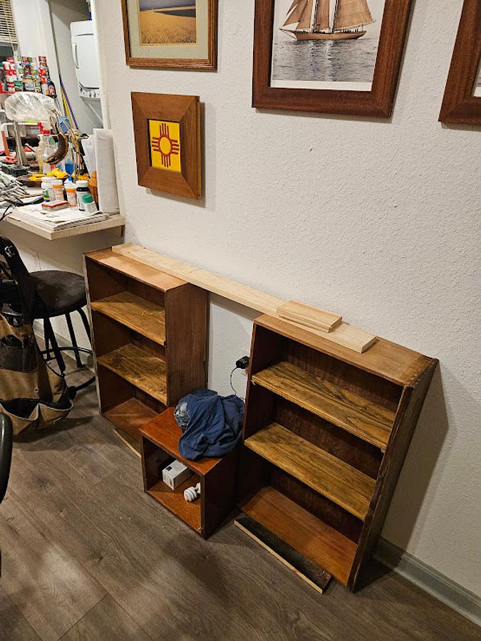 Recycled drawers into Book Shelves