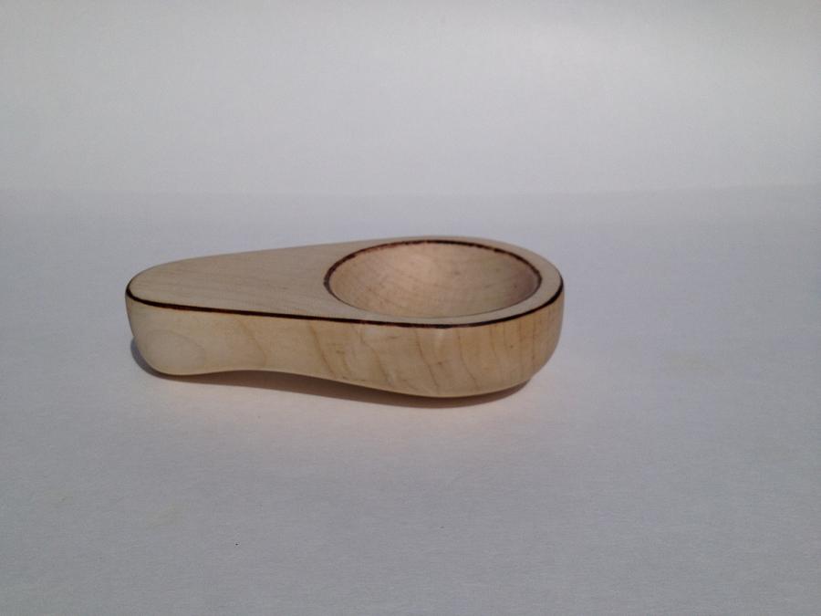 Hard maple coffee scoop with burnt edge highlights