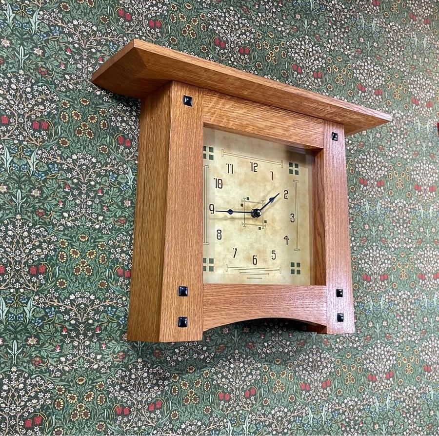 Arts And Crafts Style Clock With Greene And Greene Ebony Plugs