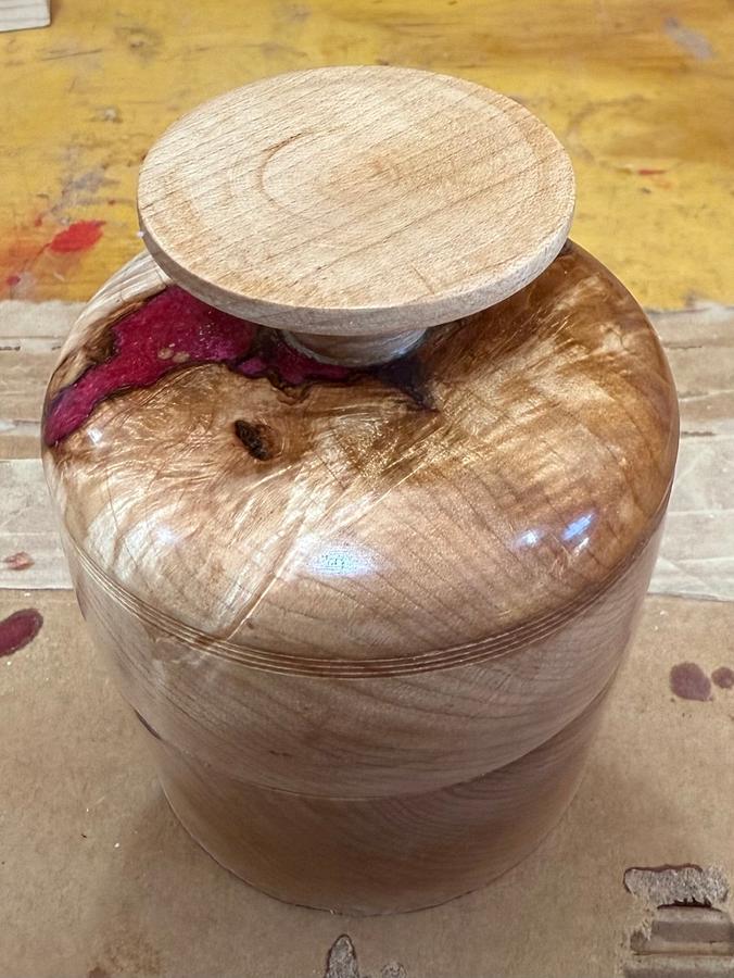 Rock maple lidded bowl