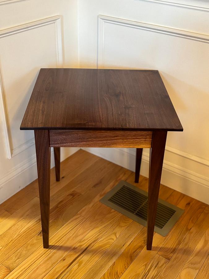 Floating top walnut end tables