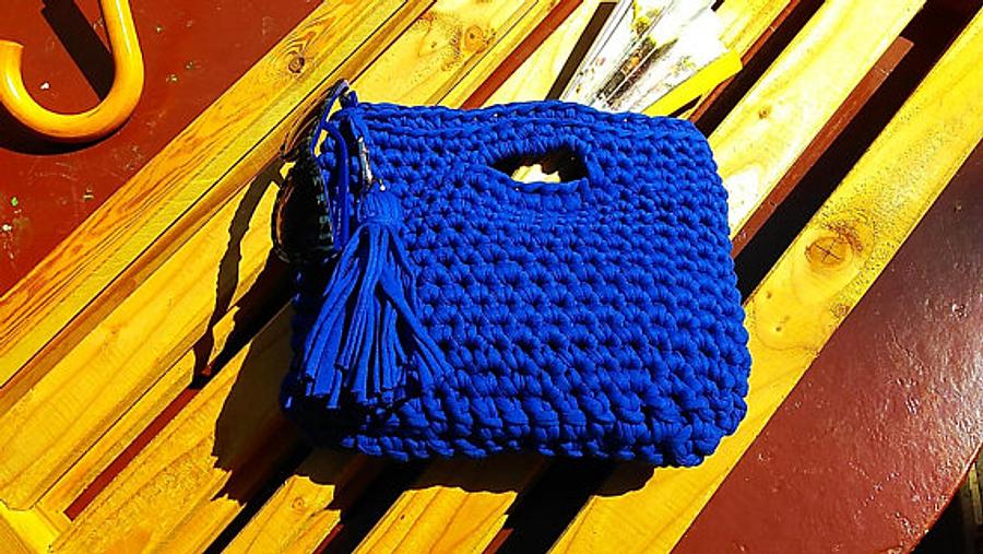 Blue Crochet Bag, Handmade Bag, Summer Bag, Cotton Tote, Woman Gift, Small Bag, Bag for Summer