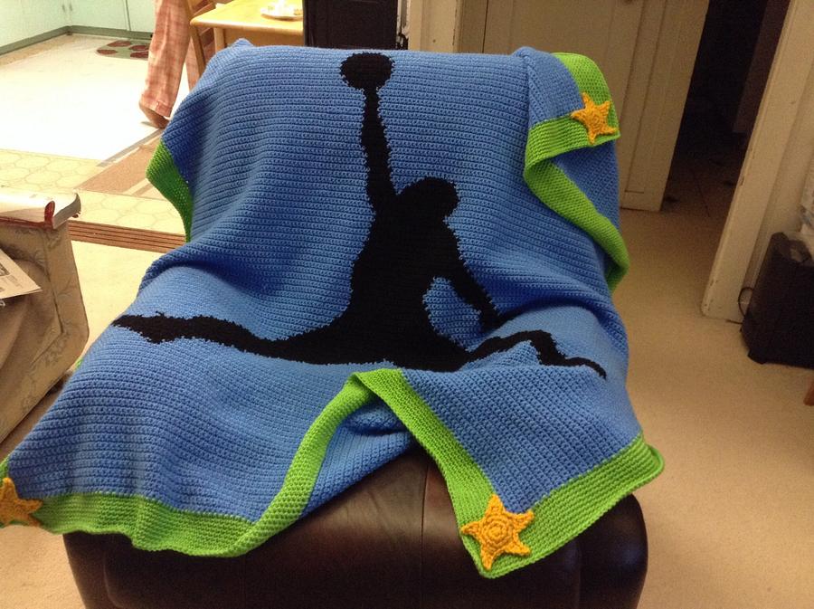 Basketball player silhouette afghan