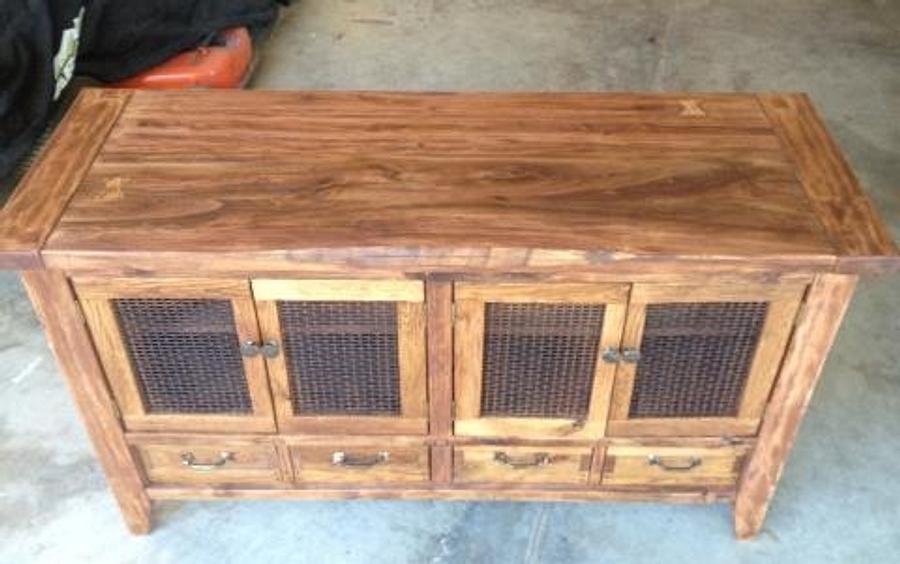 salvaged wood and hardware tv stand
