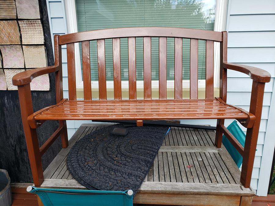 Restored a teak garden bench with reclaimed teak.