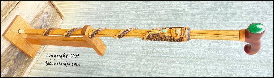 Carved Walking Cane Native American Chief Geronimo Handcarved Indian 